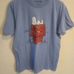 Peanuts Blue Tee with Snoopy and Red Doghouse